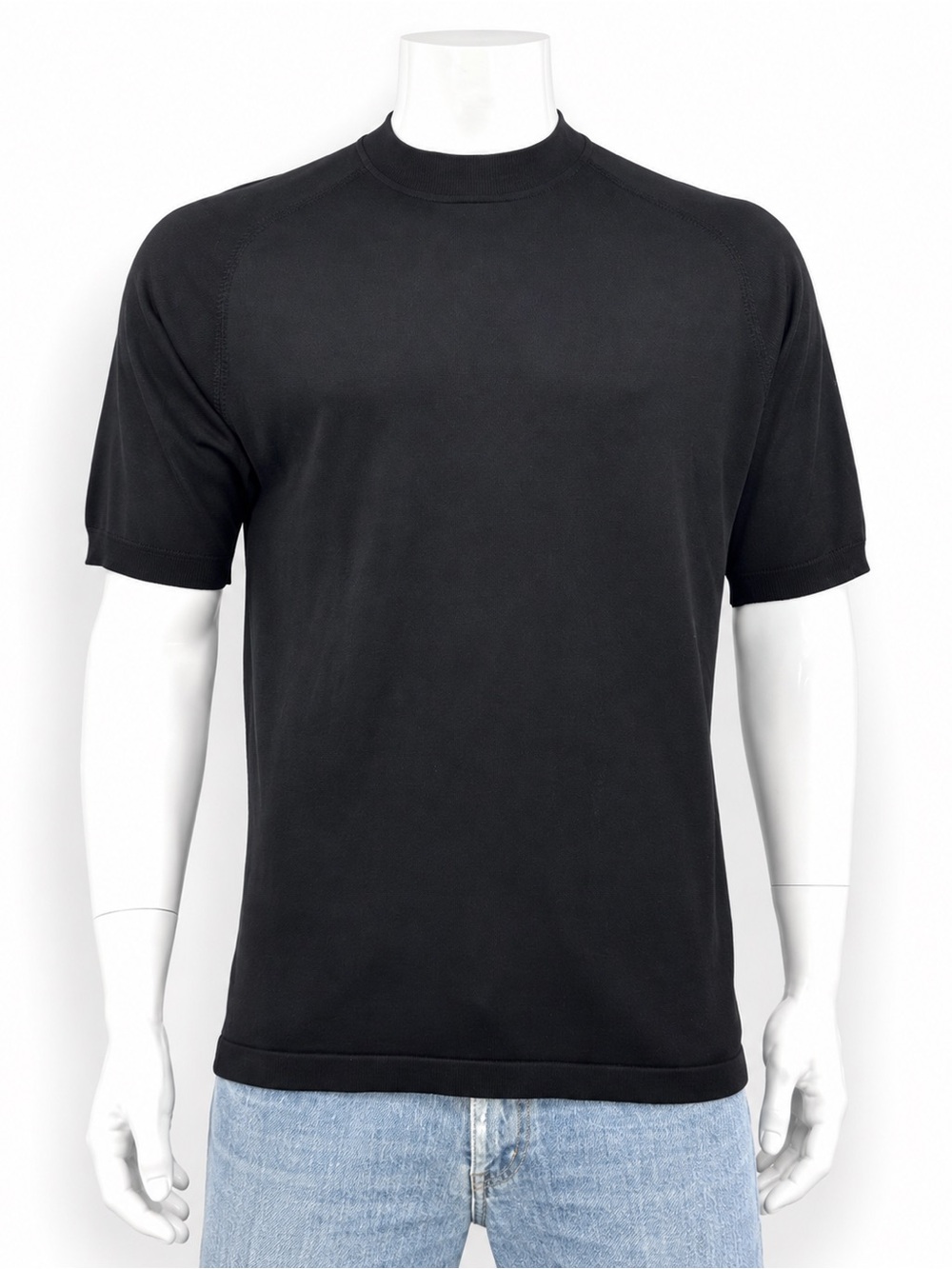 Anthology Men’s 100% Silk Black Knit Short Sleeve Shirt